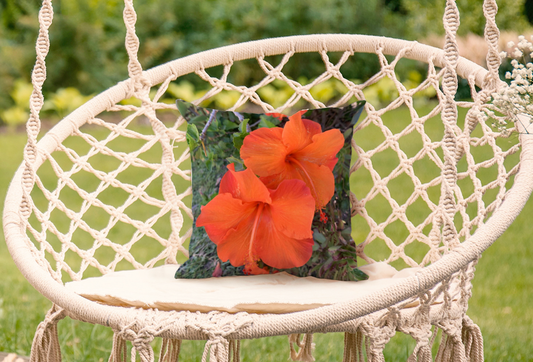 "CHINESE HIBISCUS" THROW PILLOW
